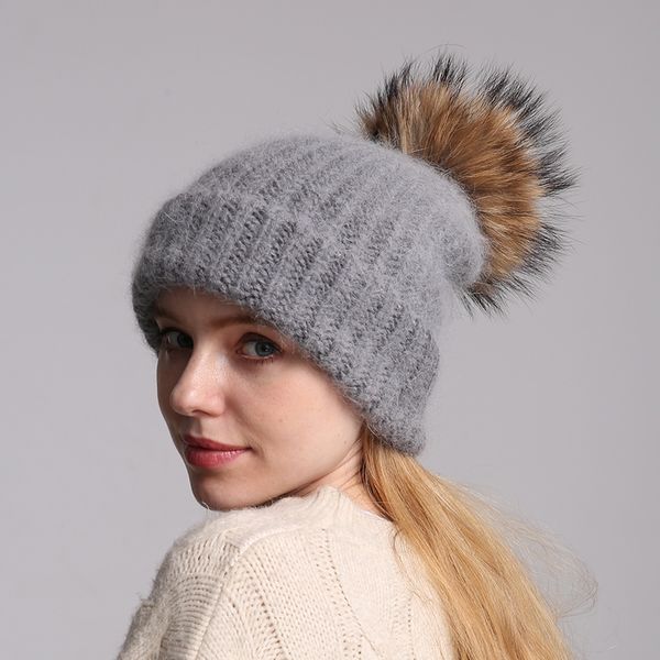 70% angola fur knitted hat with real fur pom pom hat skullie beanies winter for women girl 's female ski cap, Blue;gray
70% angola fur knitted hat with real fur pom pom hat skullie beanies winter for women girl 's female ski cap, Blue;gray