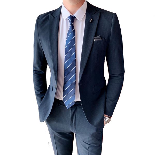 (blazer + pants) stylish british style slim suit men's business stripe slim high-end banquet british style suit two-piece, White;black
(blazer + pants) stylish british style slim suit men's business stripe slim high-end banquet british style suit two-piece, White;black
