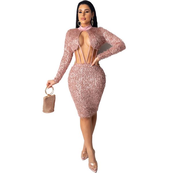 women sequins panelled dress hollow out long sleeve crew neck nightclub dresses famale skinny mini clothes, White;black
women sequins panelled dress hollow out long sleeve crew neck nightclub dresses famale skinny mini clothes, White;black