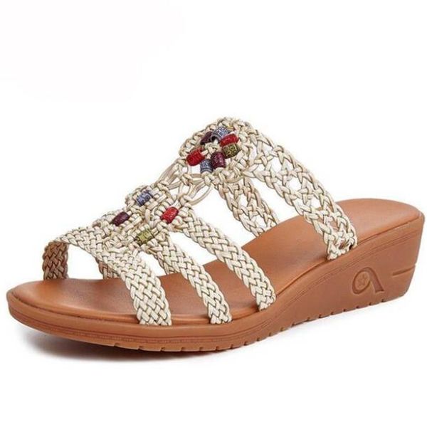 promotion 2020 new summer genuine leather sandals soft bottom comfort wedge sandals slippers classic retro women, Black 
promotion 2020 new summer genuine leather sandals soft bottom comfort wedge sandals slippers classic retro women, Black