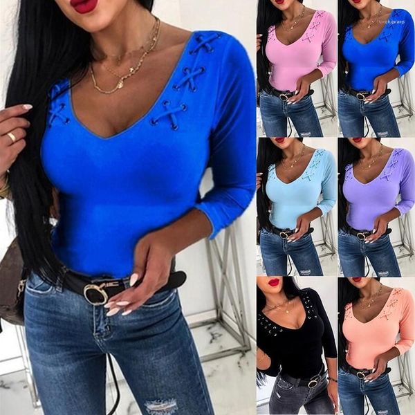long sleeve lace up solid color tees new women autumn women scoop neck tshirt casual, White
long sleeve lace up solid color tees new women autumn women scoop neck tshirt casual, White