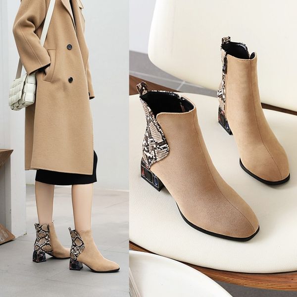 women shoes high heels square heel pointed toe zip zapatos de mujer spring/autumn fashion ladies shoes flock, Black