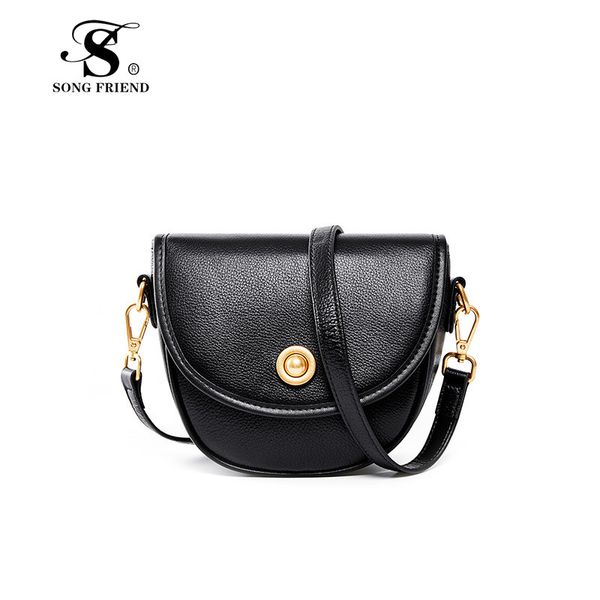 leather retro half round saddle bag slant span women's bag 2020 new trend summer fashion cowhide single shoulder shell