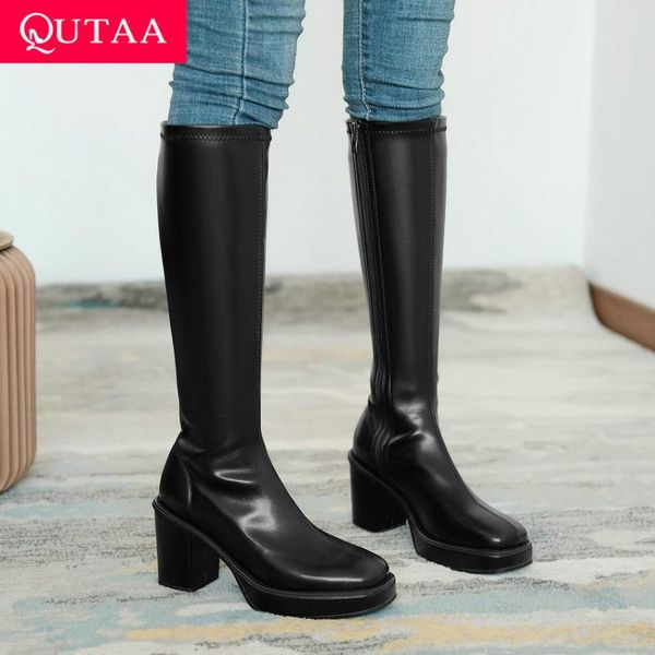 boots qutaa 2021 platform square toe zipper knee high autumn winter heel stretch pu women long big size 34-43, Black
boots qutaa 2021 platform square toe zipper knee high autumn winter heel stretch pu women long big size 34-43, Black