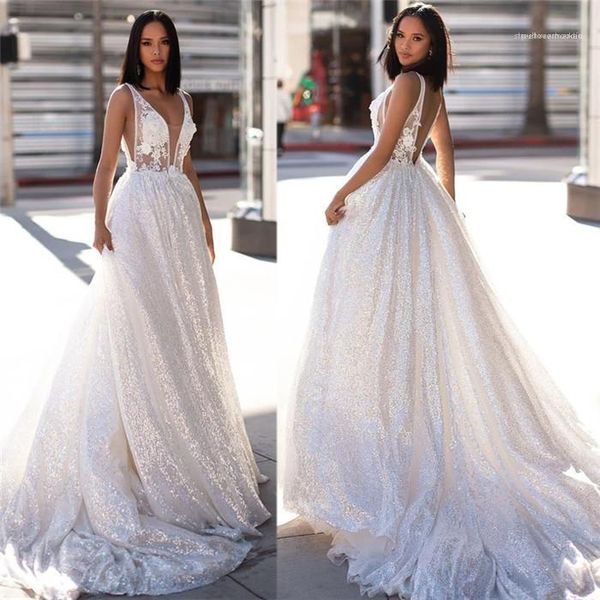 sleeveless white tulle dresses famale sequins trailing long dress women v neck wedding dress lace hollow out backless, White;black
sleeveless white tulle dresses famale sequins trailing long dress women v neck wedding dress lace hollow out backless, White;black