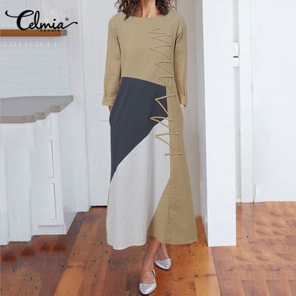 casual dresses celmia women plus size patchwork dress kaftan vintage office maxi vestidos autumn fashion long sleeve party robe, Black;gray
casual dresses celmia women plus size patchwork dress kaftan vintage office maxi vestidos autumn fashion long sleeve party robe, Black;gray