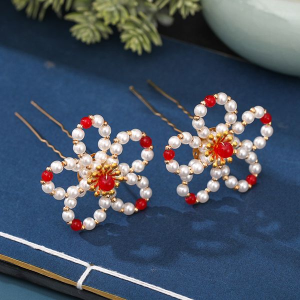 2pcs vintage simple style red trendy hair clip flower hairpins imitation pearls hair sticks accessories xh, Golden;silver
2pcs vintage simple style red trendy hair clip flower hairpins imitation pearls hair sticks accessories xh, Golden;silver