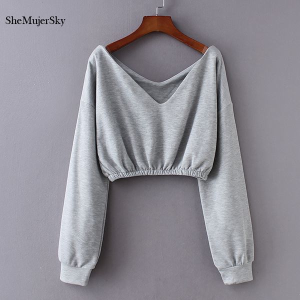 shemujersky crop hoodie gray long sleeve v-neck women hoodies white sweatshirt womens streetwear sudaderas mujer, Black
shemujersky crop hoodie gray long sleeve v-neck women hoodies white sweatshirt womens streetwear sudaderas mujer, Black