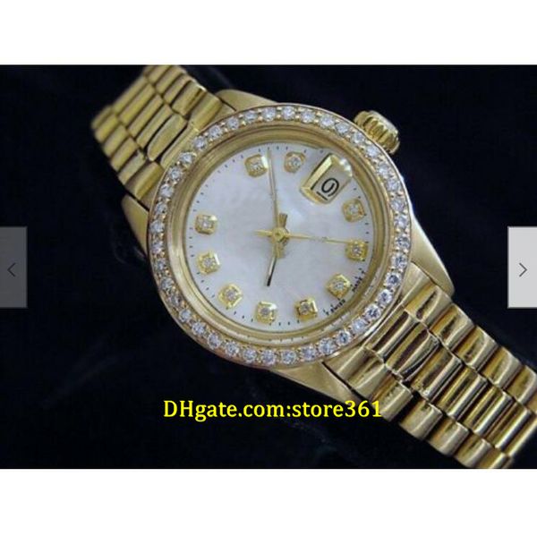 20 style casual dress mechanical automatic 26mm 18k yellow gold president w/white mop diamond dial bezel, Slivery;brown
20 style casual dress mechanical automatic 26mm 18k yellow gold president w/white mop diamond dial bezel, Slivery;brown