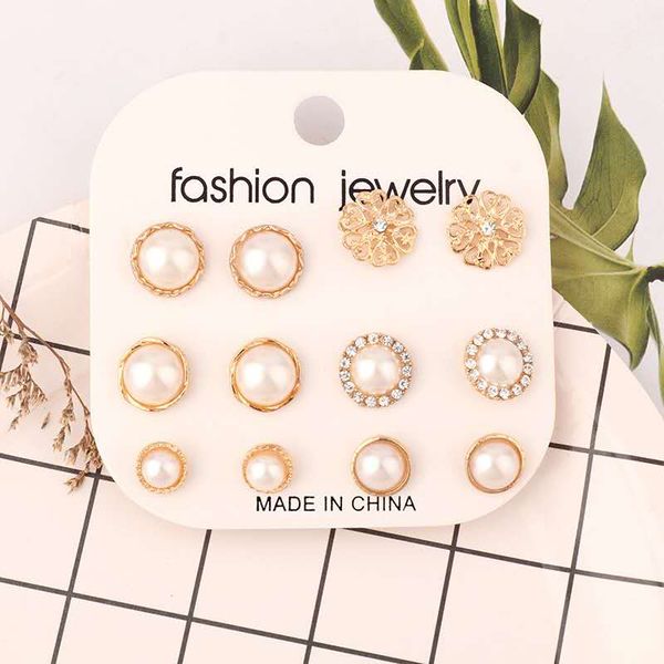 2020 european and american explosive earrings designer simple retro diamond-studded pearl earrings earrings6 pairs of earrings set, Silver
2020 european and american explosive earrings designer simple retro diamond-studded pearl earrings earrings6 pairs of earrings set, Silver