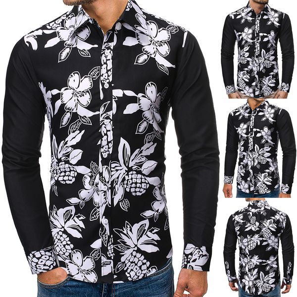 men designer slim fit casual dress shirts floral print turn-down collar long sleeved fashion formal shirt men clothing, White;black
men designer slim fit casual dress shirts floral print turn-down collar long sleeved fashion formal shirt men clothing, White;black