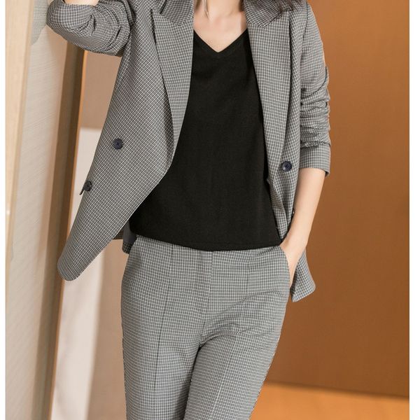 women's two piece pants suit 2021 autumn slim fashion micro-elastic plaid jacket split bell flare two-piece clothing, White
women's two piece pants suit 2021 autumn slim fashion micro-elastic plaid jacket split bell flare two-piece clothing, White