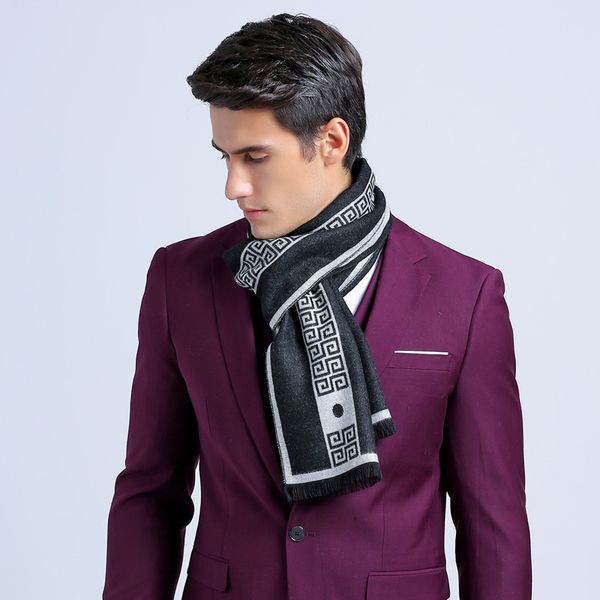 scarves letter business mens scarf silk cashmere shawl good quality winter warm men 180*30 cm, Blue;gray 
scarves letter business mens scarf silk cashmere shawl good quality winter warm men 180*30 cm, Blue;gray