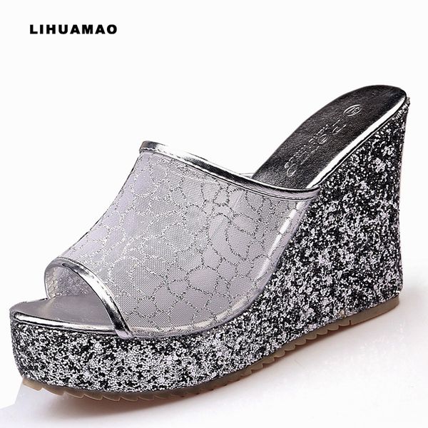 lihuamao sequined wedges slipper for women high heel lace mesh platform sandals pumps slip on shoes outdoor slides party casual, Black
lihuamao sequined wedges slipper for women high heel lace mesh platform sandals pumps slip on shoes outdoor slides party casual, Black