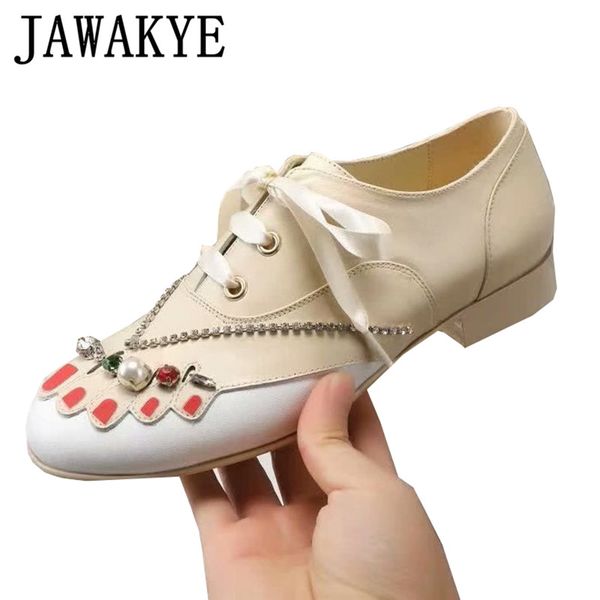spring flat shoes women genuine leather round toe crystal pearled finger decor lace up dress shoes girls zapatos mujer, Black
spring flat shoes women genuine leather round toe crystal pearled finger decor lace up dress shoes girls zapatos mujer, Black