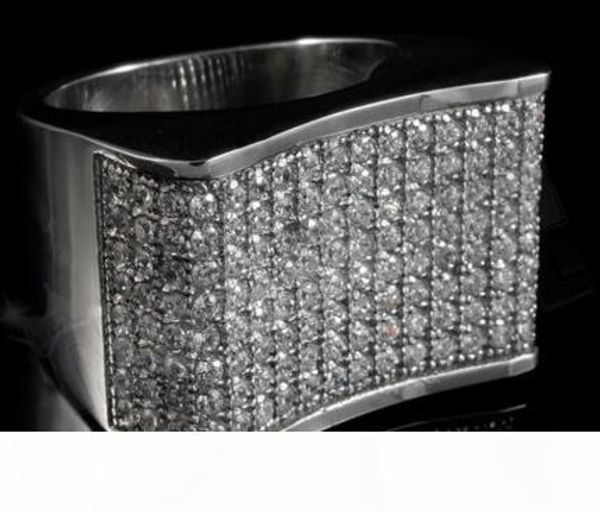 18k ip white gold stainless steel simulated diamond band micropave mens ring, Golden;silver 
18k ip white gold stainless steel simulated diamond band micropave mens ring, Golden;silver