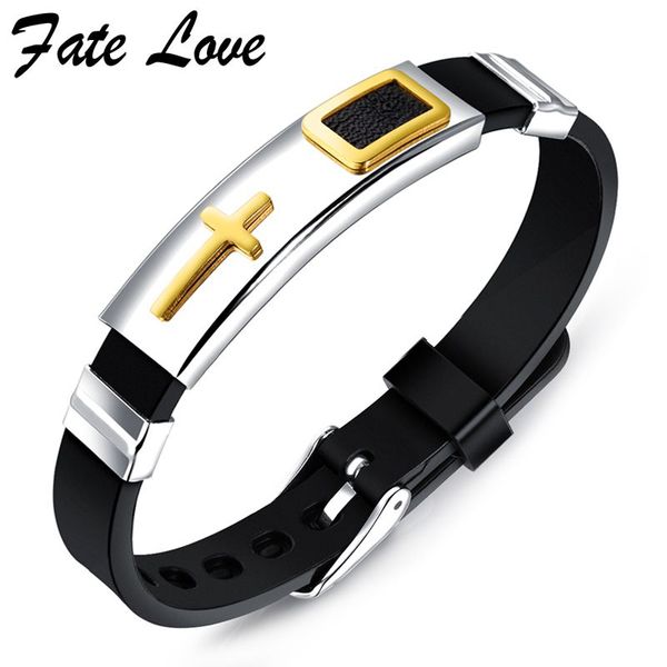 tennis fate love silicone bracelet men jewelry stainless steel cross bracelets mens jewellery pulseras hombre adjustable length pulsera, Golden;silver
tennis fate love silicone bracelet men jewelry stainless steel cross bracelets mens jewellery pulseras hombre adjustable length pulsera, Golden;silver