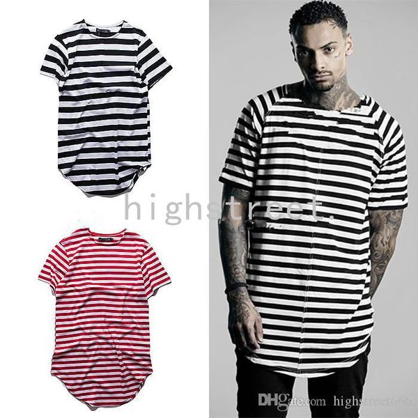 wholesale- summer stripe pure cotton round collar arc hem men's t-shirts render unlined high street hip-hop tee short sleeves, White;black
wholesale- summer stripe pure cotton round collar arc hem men's t-shirts render unlined high street hip-hop tee short sleeves, White;black