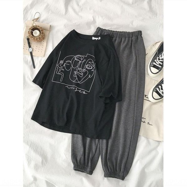 two-piece casual sports suit summer women's sportswear t-shirt sportswear loose student printed short-sleeved t-shirt + nine-point casu, Gray
two-piece casual sports suit summer women's sportswear t-shirt sportswear loose student printed short-sleeved t-shirt + nine-point casu, Gray
