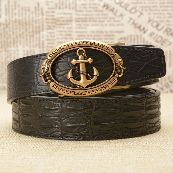 anchor automatic buckle men's belt high-grade crocodile skin leather waistband luxury fashion wild vintage sailor waistband p46, Black;brown
anchor automatic buckle men's belt high-grade crocodile skin leather waistband luxury fashion wild vintage sailor waistband p46, Black;brown