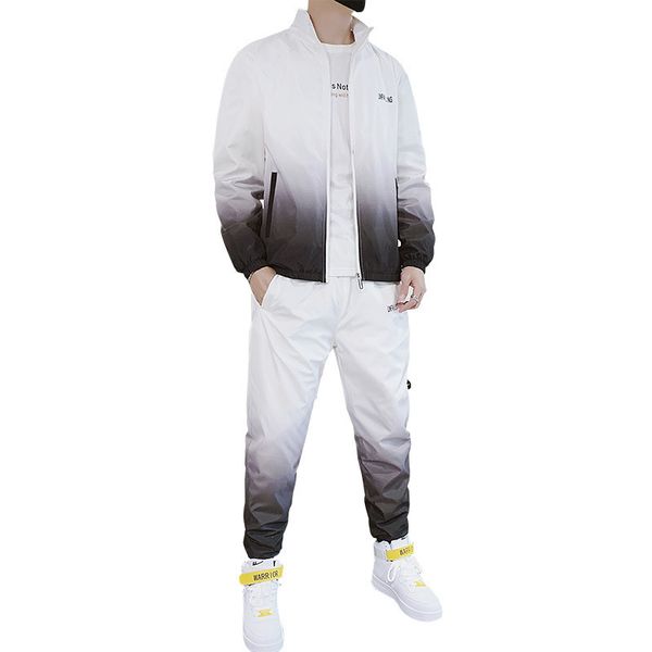 running sets autumn men gradient color sportswear two-piece tracksuit sweatshirt zipper jacket and pants mens streetwear clothing set, Black;blue
running sets autumn men gradient color sportswear two-piece tracksuit sweatshirt zipper jacket and pants mens streetwear clothing set, Black;blue