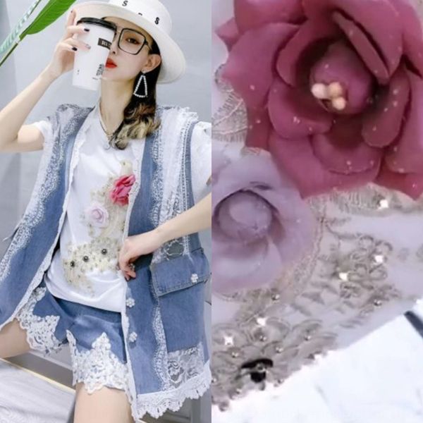 20 summer summer new korean style new three-dimensional flower suit casual sports women's solid color half sleeve slimming hole pants h, Gray
20 summer summer new korean style new three-dimensional flower suit casual sports women's solid color half sleeve slimming hole pants h, Gray