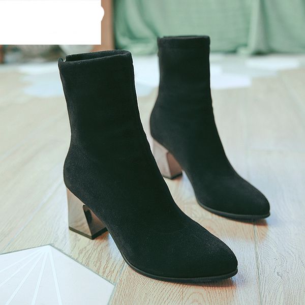 women's winter pump booties 2020 new ladies pointed thick with shallow boots women comfortable warm high heel boots, Black
women's winter pump booties 2020 new ladies pointed thick with shallow boots women comfortable warm high heel boots, Black