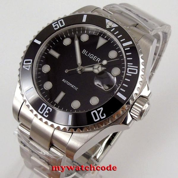 43mm bliger black dial ceramic bezel japan nh35 automatic mens watch, Slivery;brown
43mm bliger black dial ceramic bezel japan nh35 automatic mens watch, Slivery;brown