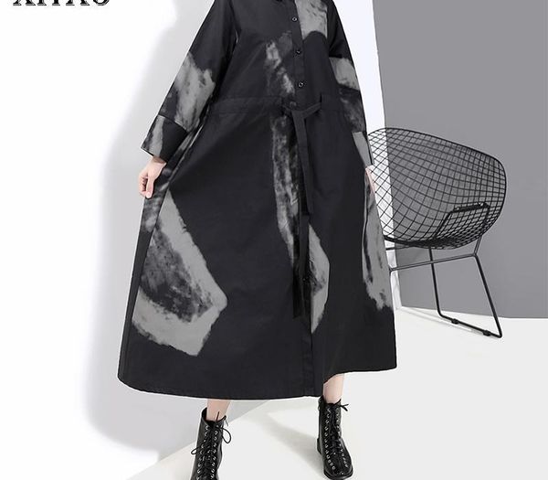 xitao plus size distressed print black dress drawstring bandage bow women clothes 2020 fashion turn down collar new gcc1687, Black;gray
xitao plus size distressed print black dress drawstring bandage bow women clothes 2020 fashion turn down collar new gcc1687, Black;gray