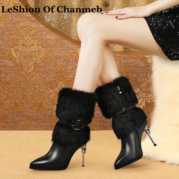 boots elegant women's natural cow leather mid-calf woman metal stiletto heels real fur snow shoes botas mujer invierno, Black
boots elegant women's natural cow leather mid-calf woman metal stiletto heels real fur snow shoes botas mujer invierno, Black