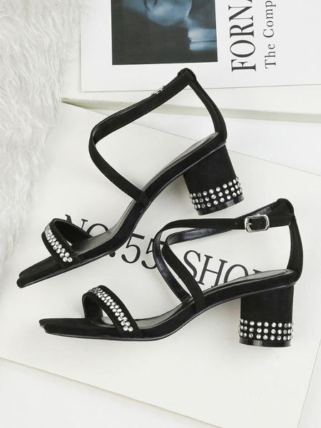 cross straps roman sandals female rhinestone fashion high heels thick with 2020 summer new wild word with women sandals, Black
cross straps roman sandals female rhinestone fashion high heels thick with 2020 summer new wild word with women sandals, Black