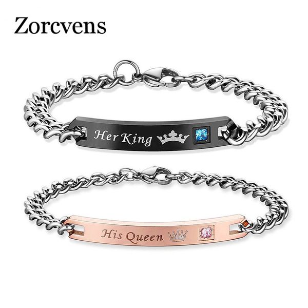 zorcvens diy his queen her king bracelets with crystal stainless steel pair bracelets heart crown charm for women men jewelry, Black
zorcvens diy his queen her king bracelets with crystal stainless steel pair bracelets heart crown charm for women men jewelry, Black