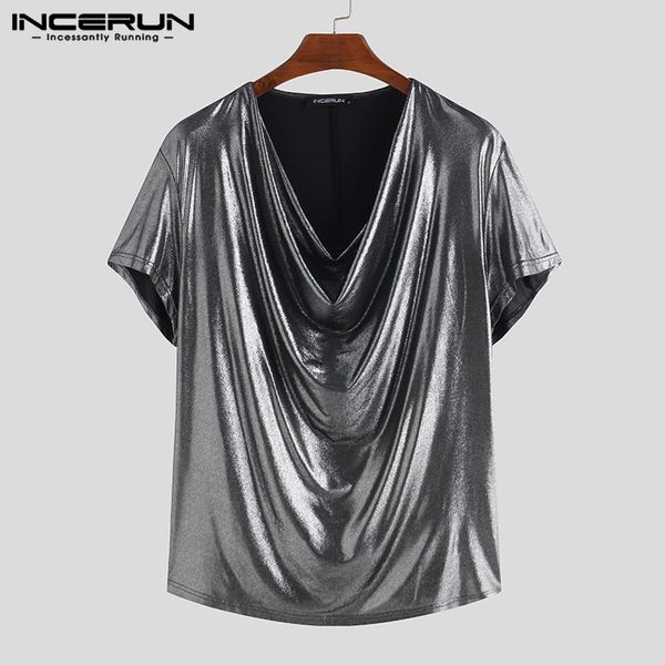 men's t-shirts incerun fashion men t shirt shiny stacked collar party 2021 clubwear solid streetwear short sleeve s-5xl, White;black
men's t-shirts incerun fashion men t shirt shiny stacked collar party 2021 clubwear solid streetwear short sleeve s-5xl, White;black