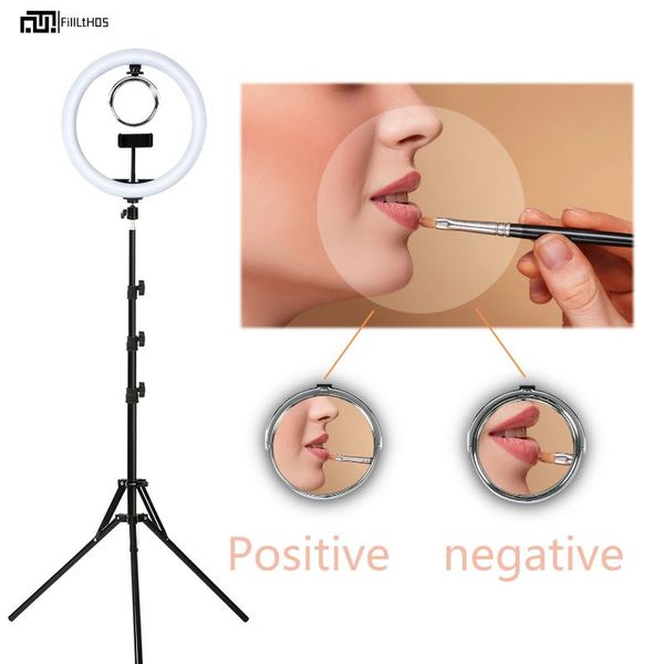 12 Inch Led Selfie Ring Light With Mirror Tripod Stand Phone Holder Ring Lamp Pgraphy Light For Live Stream Youtube Makeup
