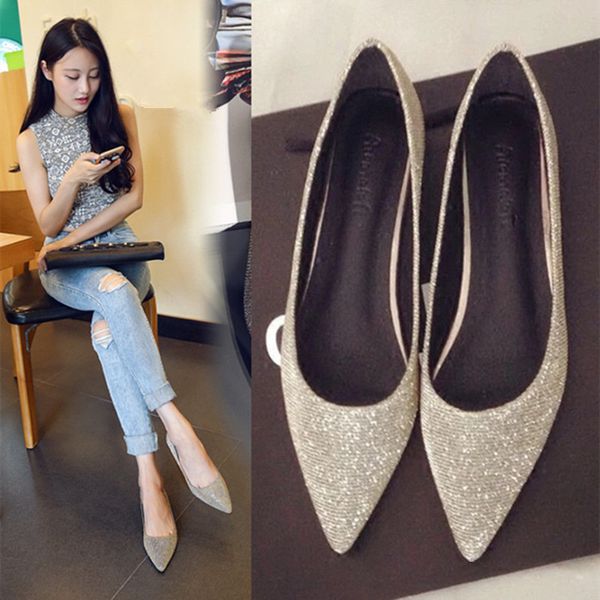 spring single shoes women's 2020 new pointy flat shoes dress bridesmaid large size 41 42 43 44 gold silver sequin wedding, Black
spring single shoes women's 2020 new pointy flat shoes dress bridesmaid large size 41 42 43 44 gold silver sequin wedding, Black