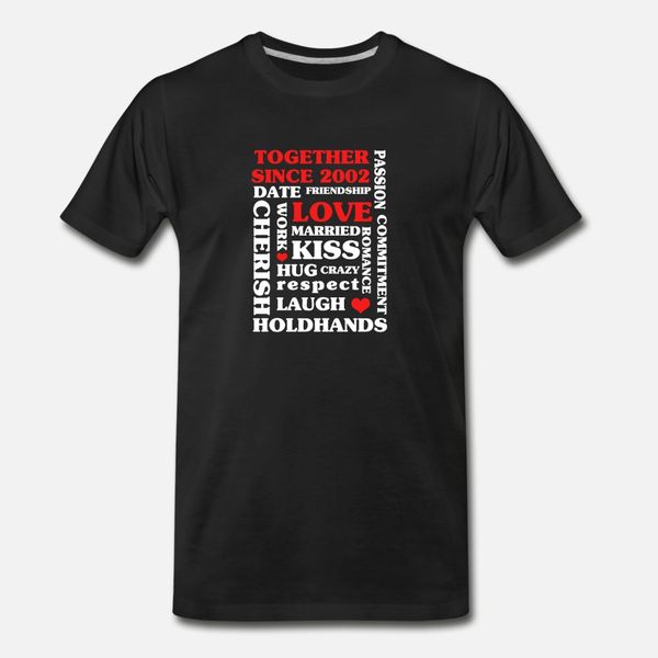 2002 together since 18 th anniversary gift t shirt men customize short sleeve size s-3xl vintage interesting fashion spring autumn shirt
2002 together since 18 th anniversary gift t shirt men customize short sleeve size s-3xl vintage interesting fashion spring autumn shirt