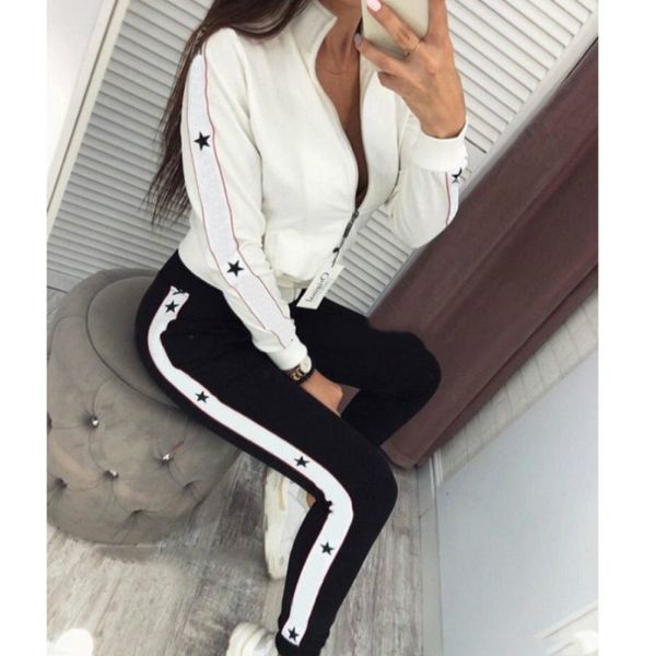 women fashion two pieces letters printed clothing sets womens casual long sleeve jacekts + pants clothing suits 2020 for wholesale, White
women fashion two pieces letters printed clothing sets womens casual long sleeve jacekts + pants clothing suits 2020 for wholesale, White