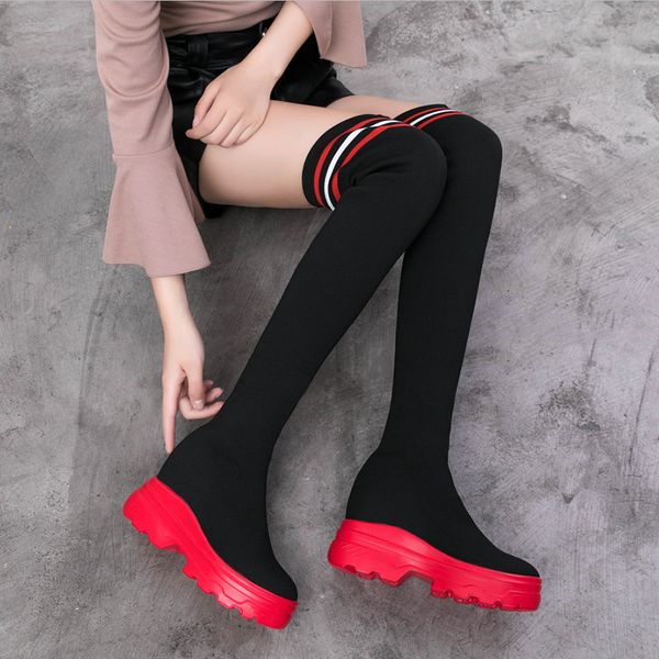 for woman shoes knitting stretch fabric boot women brown/black boot ladies shoes autumn winter thigh high boots
for woman shoes knitting stretch fabric boot women brown/black boot ladies shoes autumn winter thigh high boots