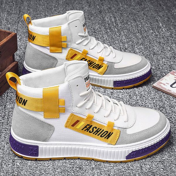 men's skateboarding shoes high sneakers breathable white sports shoes students street walking chaussure homme, Black
men's skateboarding shoes high sneakers breathable white sports shoes students street walking chaussure homme, Black