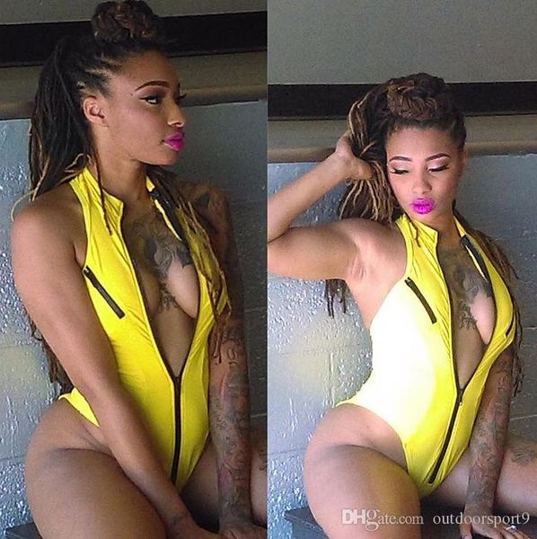 one piece suits yellow zipper v-neck swimsuit deep v collar beaching clothes solid color swimwear high quality
one piece suits yellow zipper v-neck swimsuit deep v collar beaching clothes solid color swimwear high quality