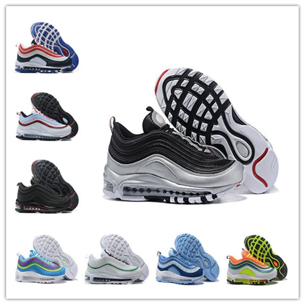 97 cushion mens women running shoes trainers triple white black silver bullet 97s sports sneakers zapatos size 36-46
97 cushion mens women running shoes trainers triple white black silver bullet 97s sports sneakers zapatos size 36-46