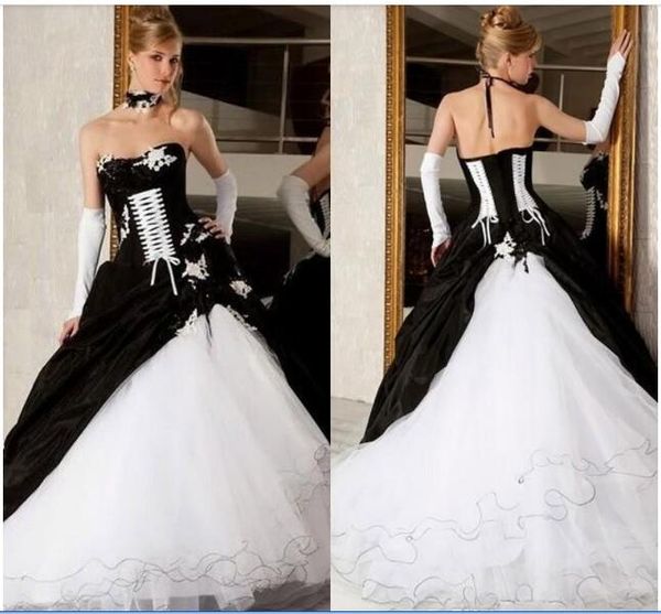 2020 classic black and white ball gown wedding dresses strapless backless corset victorian wedding bridal gowns
2020 classic black and white ball gown wedding dresses strapless backless corset victorian wedding bridal gowns