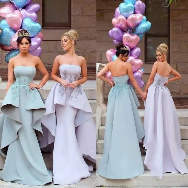 Chic Mermaid Arabic Dubai Bridesmaid Dresses 2018 Strapless Appliques with Removable Peplum Train Long Maid of Honor Wedding Guest Dress
Chic Mermaid Arabic Dubai Bridesmaid Dresses 2018 Strapless Appliques with Removable Peplum Train Long Maid of Honor Wedding Guest Dress