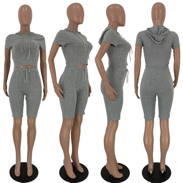fashion short sleeve solid color ladies clothing casual hooded trucksuits womens summr designers womens 2pcs sports suits, Gray
fashion short sleeve solid color ladies clothing casual hooded trucksuits womens summr designers womens 2pcs sports suits, Gray