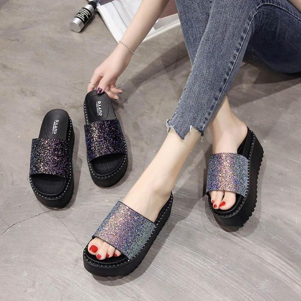 женщины клинья тапочки лето повседневный толстым дном слайды ladies open toe открытый трусы высокий каблук bling бич сандалии, Black
женщины клинья тапочки лето повседневный толстым дном слайды ladies open toe открытый трусы высокий каблук bling бич сандалии, Black