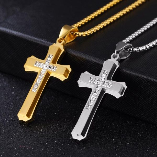 fate love fashion jewelry gold stainless steel crystals large huge cross pendant men's necklace 24 inch, Silver
fate love fashion jewelry gold stainless steel crystals large huge cross pendant men's necklace 24 inch, Silver