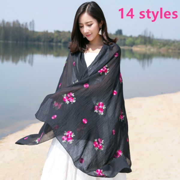 women's colored flowers cotton shawl spring summer sunscreen large scarf with cozy winter tassels soft wraps, Blue;gray
women's colored flowers cotton shawl spring summer sunscreen large scarf with cozy winter tassels soft wraps, Blue;gray