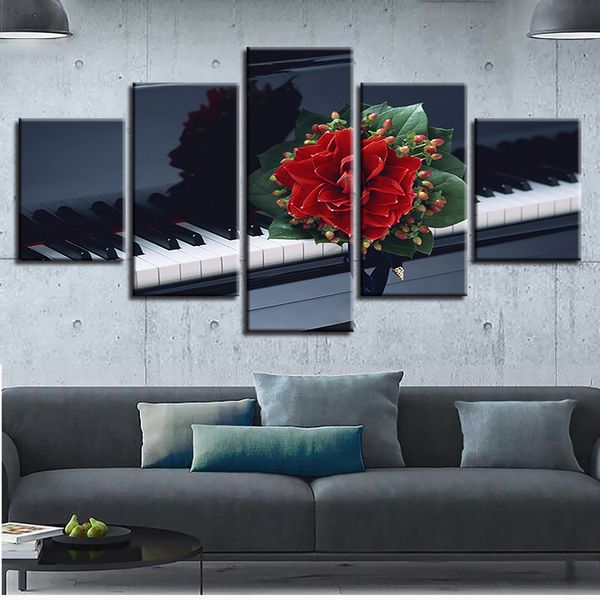 poster wall art home decoration living room 5 pieces of red flower black and white piano key canvas painting frameless
poster wall art home decoration living room 5 pieces of red flower black and white piano key canvas painting frameless