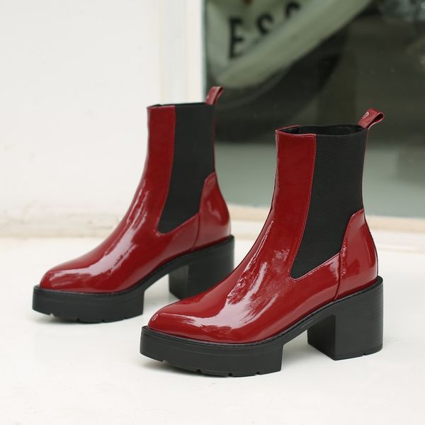 boots burgundy shiny leather platform ankle elastic band winter black heel comfort shoes women
boots burgundy shiny leather platform ankle elastic band winter black heel comfort shoes women