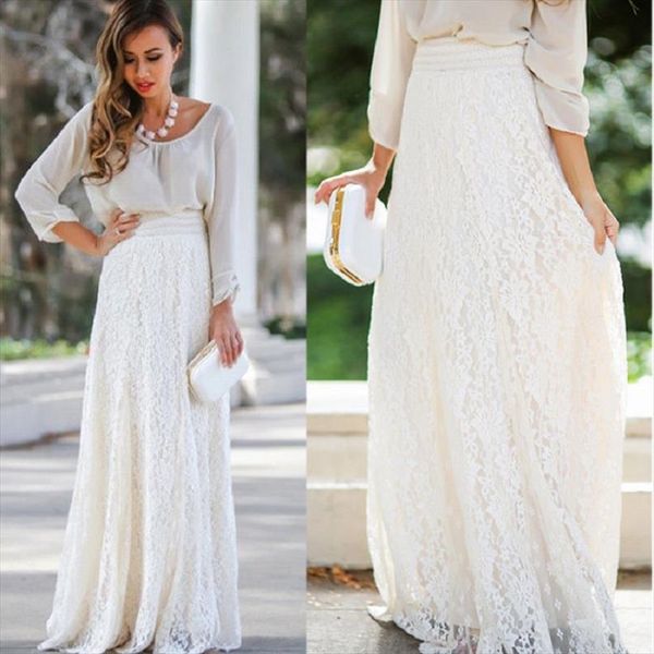 women double lace layer chiffon pleated long maxi skirt elastic waist skirts solid white beige skirt, Black
women double lace layer chiffon pleated long maxi skirt elastic waist skirts solid white beige skirt, Black